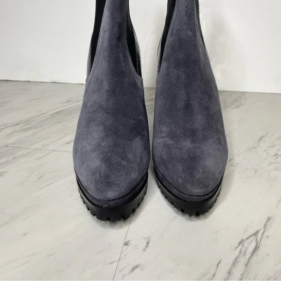 All Saints Sahara Gray Suede Snakeskin Heeled Boot 11 - Picture 11 of 16